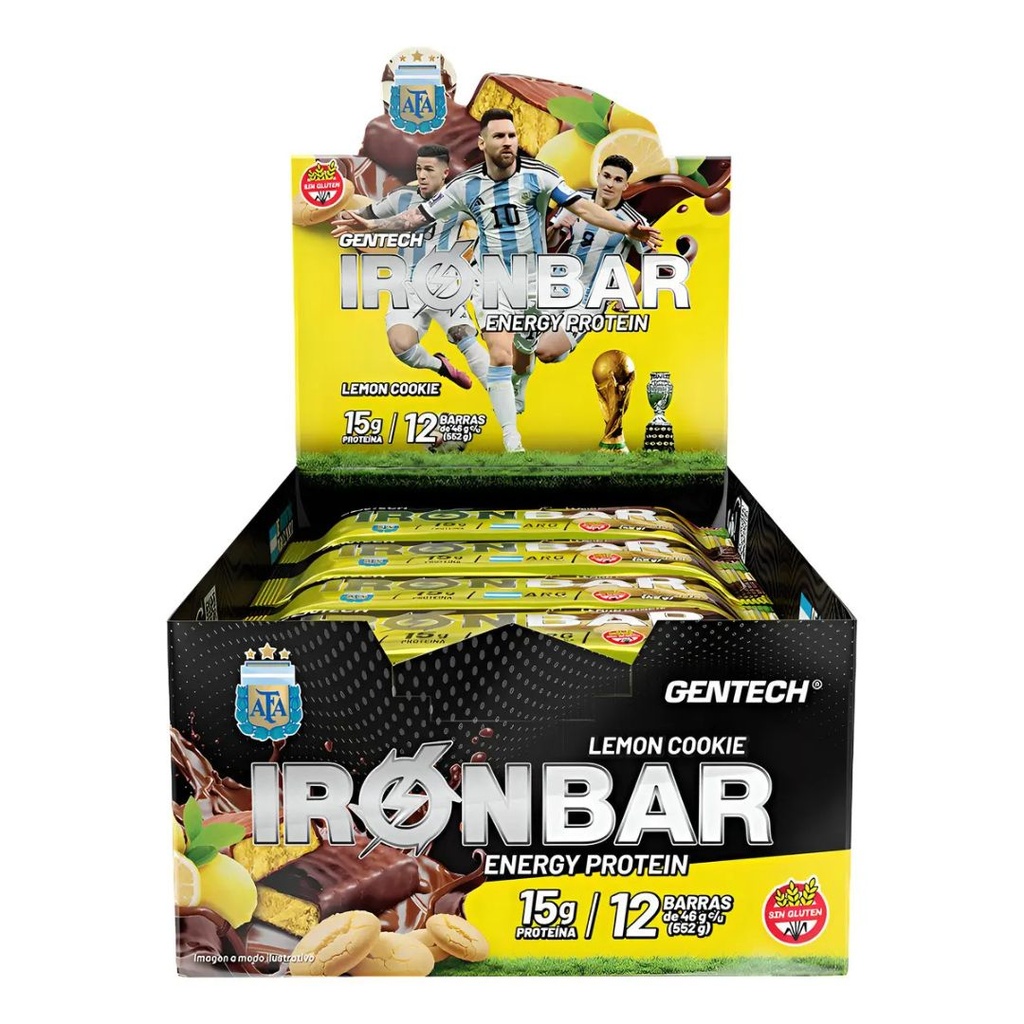 Barritas Proteicas Iron Bar sabor Lemon Cookie x 46grs x 12u - Gentech 