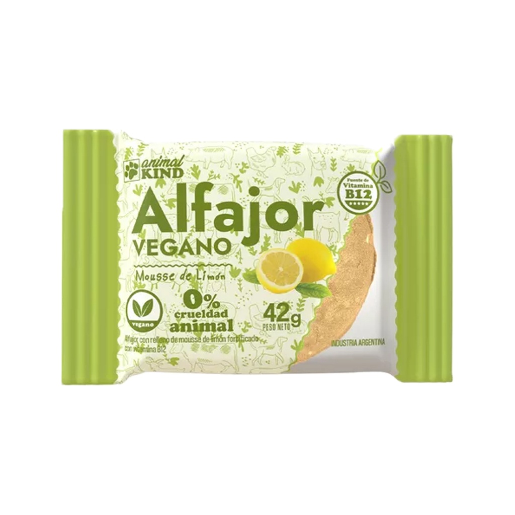 Alfajor Vegano Mousse Limon Animal Kind x 42gr x 18u x 12 cajas 