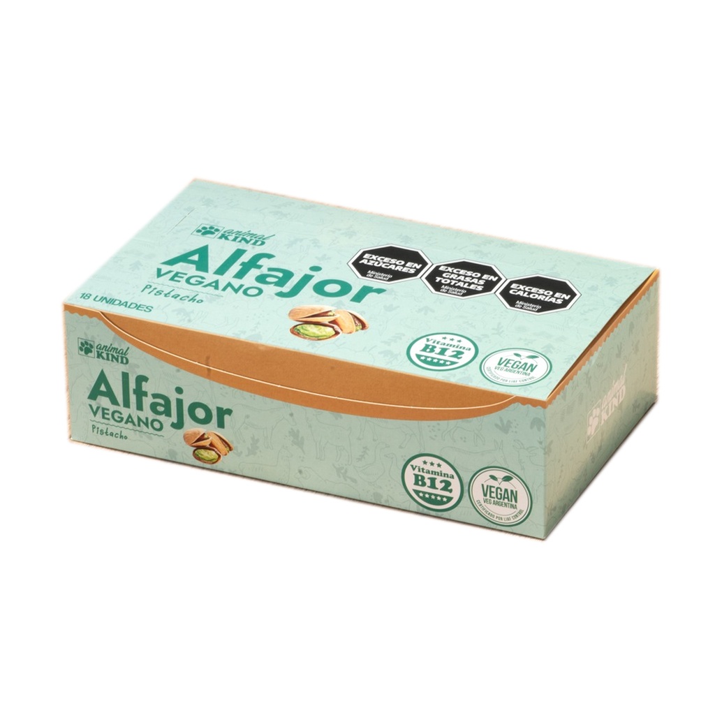 Alfajor Vegano de Pistacho Animal King x 42grs x 18u x 4 cajas