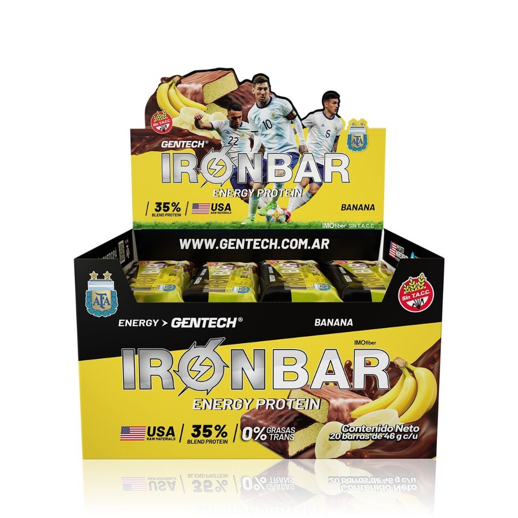 Barritas Proteicas Iron Bar sabor Banana x 48grs x 20u - Gentech