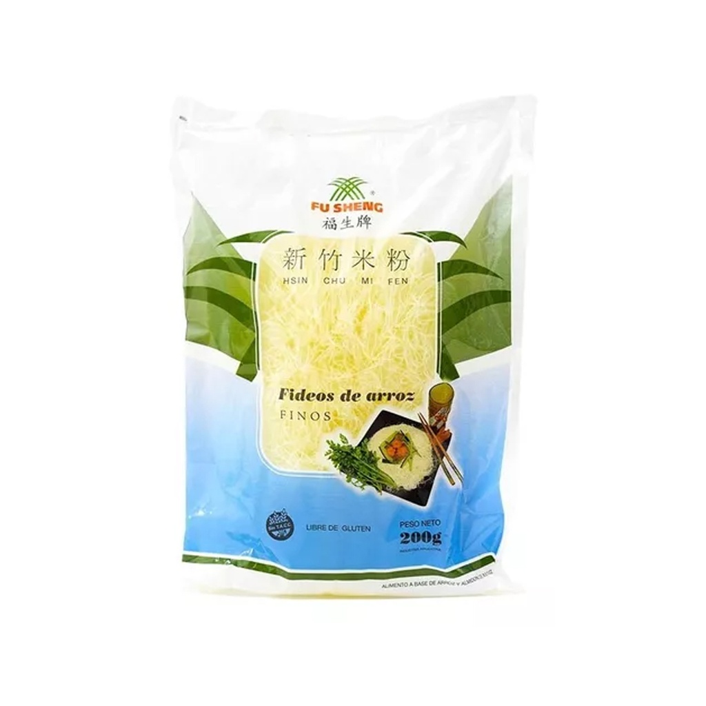 Fideos de Arroz Natural fino Fu Sheng x 200grs x 1u