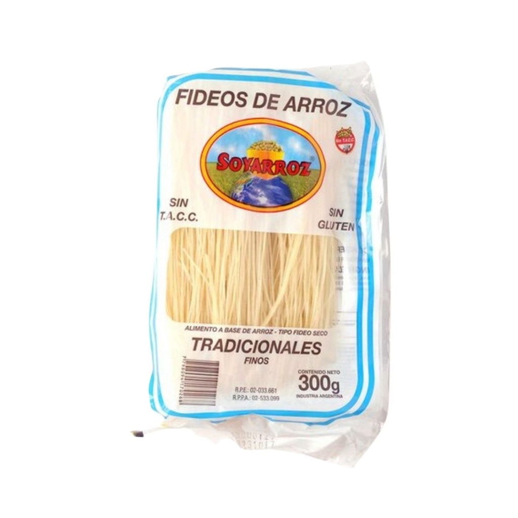 Fideos de Arroz Tradicional Fino x 300grs x 1u - Soy Arroz