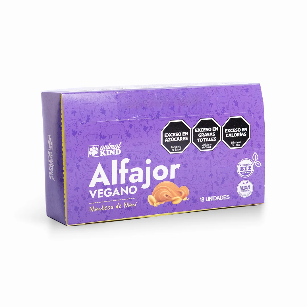 Alfajor Vegano manteca de Mani Animal King x 42gr x 18u x 1 caja