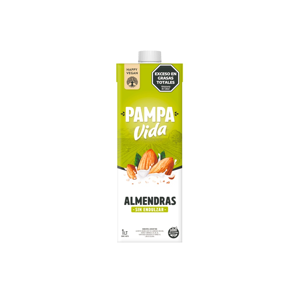 Leche Almendras Pampa Vida sin azucar x 1L x 8u 