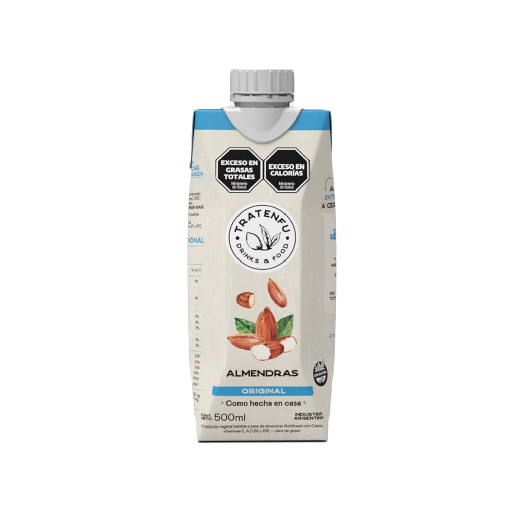 Leche Almendras tratenfu original sin azucar x 500ml x 12u 