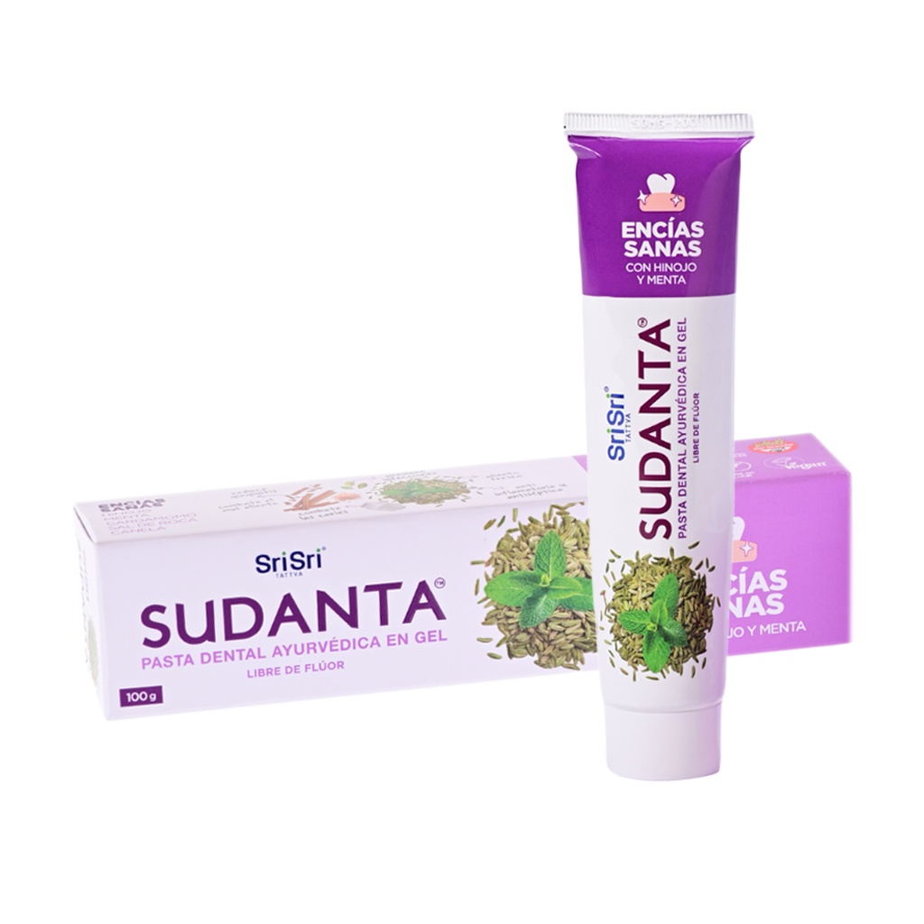 Pasta dental ayurvedica en gel Sudanta Encias sanas con hinojo y menta x 100grs x 1u - Sri Sri