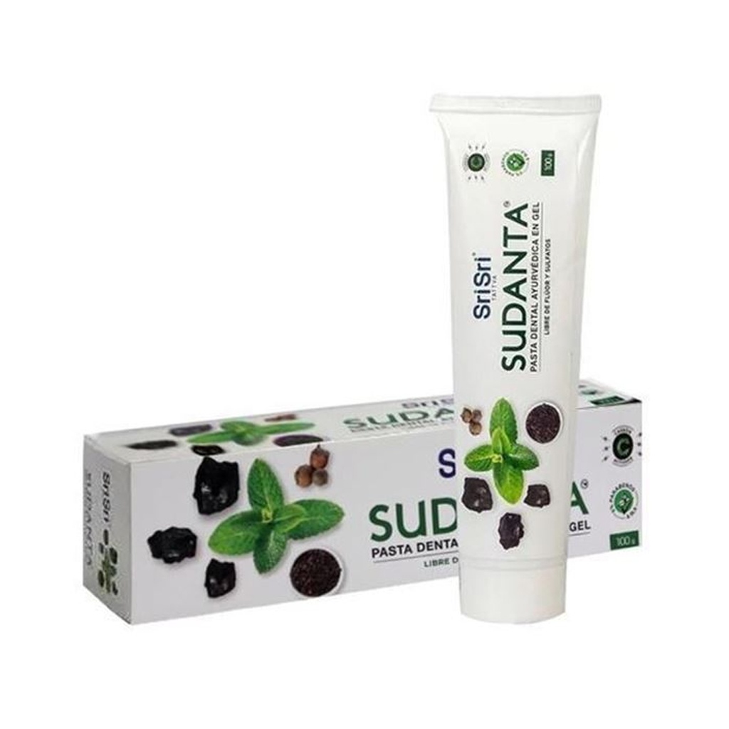 Pasta dental ayurvedica en gel Sudanta sabor menta - Sri Sri 100grs x 10u 