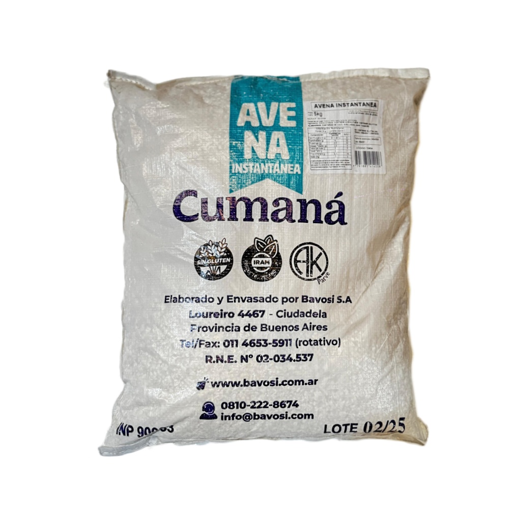 Avena Instantanea Sin Tacc x 5kg - Cumana