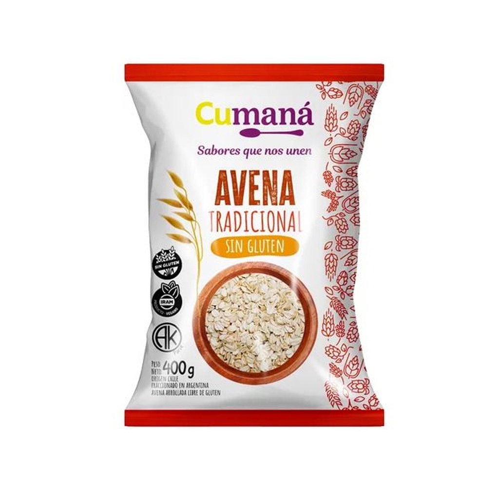 Avena tradicional cumana sin tacc x 400grs x 10u