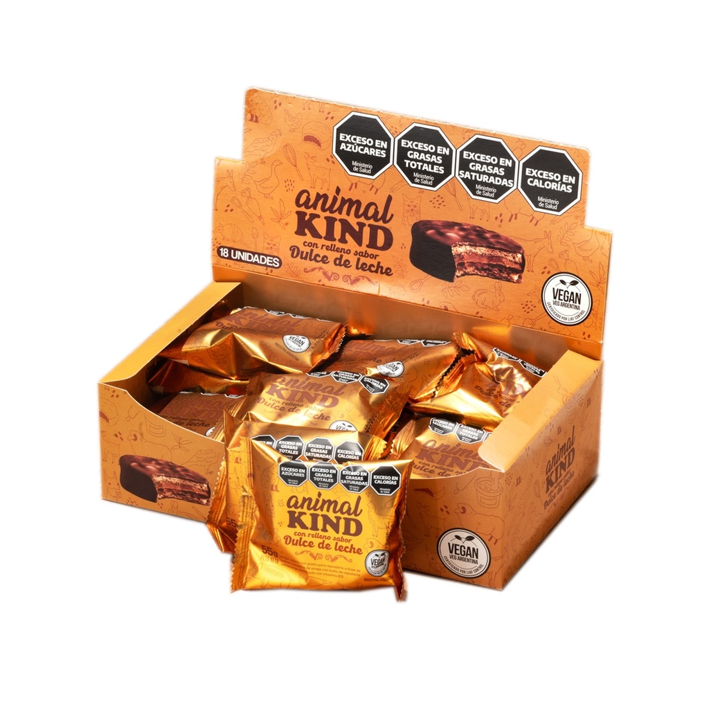 Alfajor Vegano de Dulce de leche Animal King x 42grs x 18u x 4 cajas