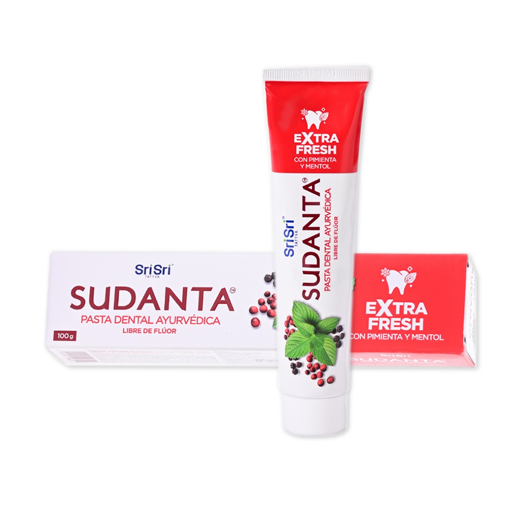 Pasta dental Ayurvedica Sudanta extra fresh pimienta y mentol x 50grs x 10u - Sri Sri