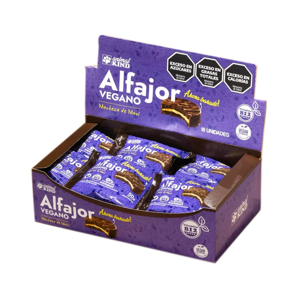 Alfajor Vegano manteca de Mani Bañado - Animal Kind x 42gr x 18u x 1 caja