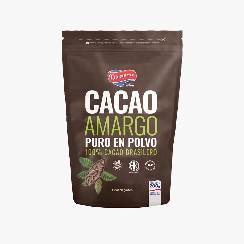 Cacao amargo en polvo Dicomere x 200grs x 12u 