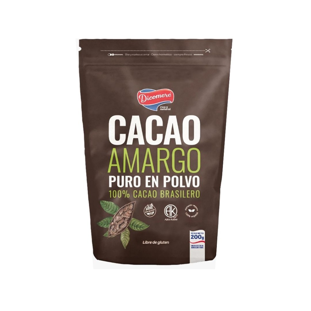 Cacao amargo en polvo x 200grs x 12u - Dicomere