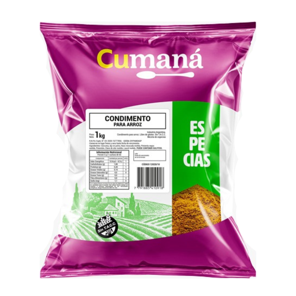 Condimento para Arroz x 1kg x 10u - Cumana