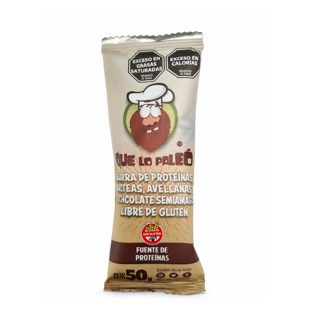 Barritas de Avellanas y Chocolate Semiamargo x 50grs x 12u - Que lo paleo