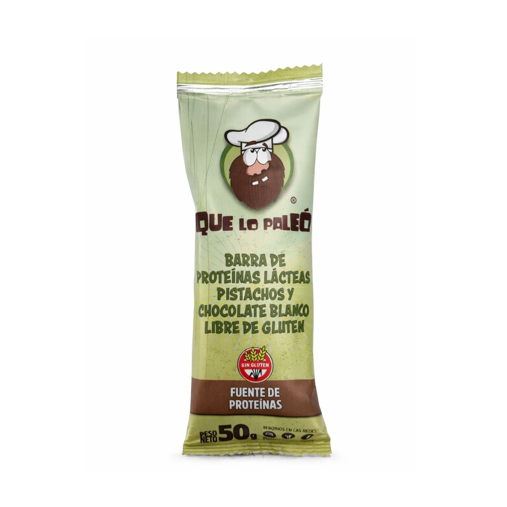 Barritas de Pistachos y Chocolate blanco x 50grs x 12u x 1 caja - Que lo paleo