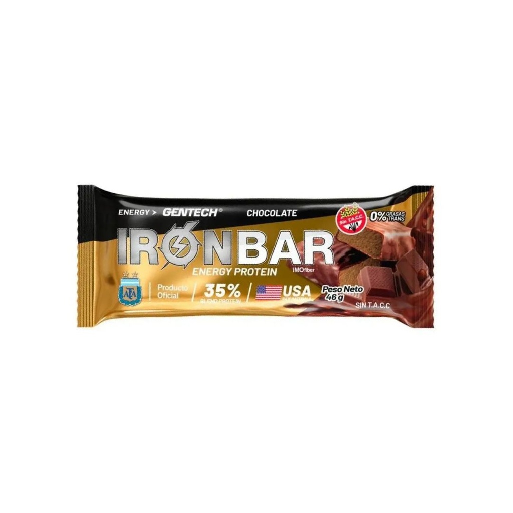 Barritas Proteicas Iron Bar sabor Chocolate x 46grs x 20u x 1 caja - Gentech