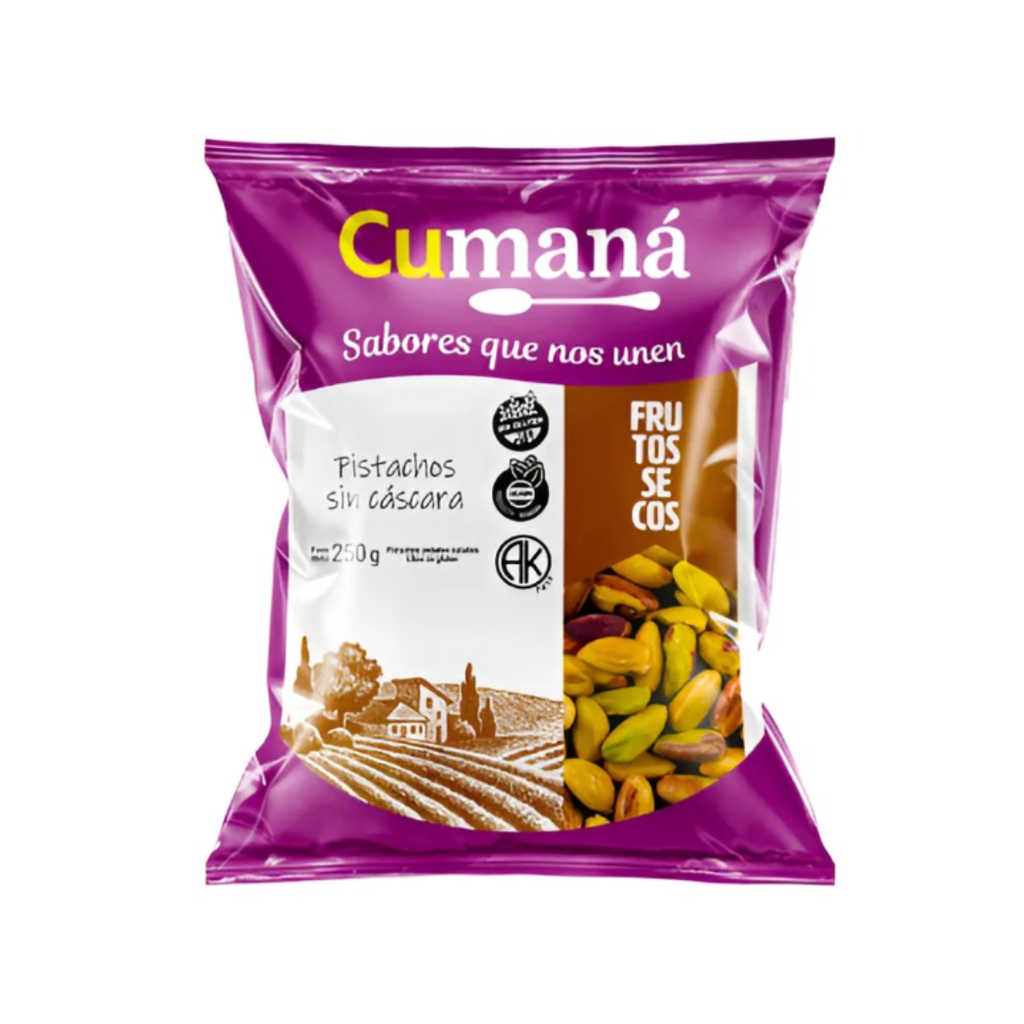 Pistachos tostados y salados sin cascara x 250grs x 1u - Cumana