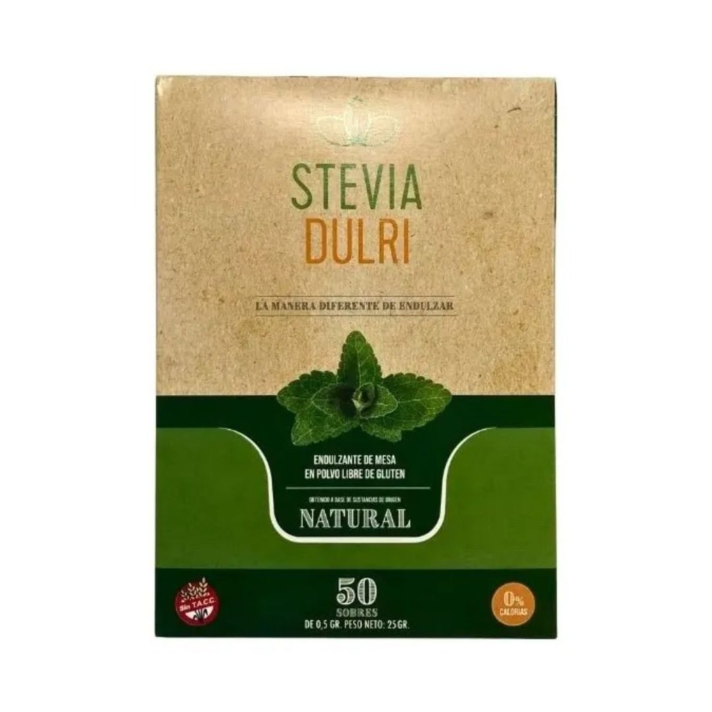 Edulcorante Natural Stevia 50 sobres x 12u - Dulri 