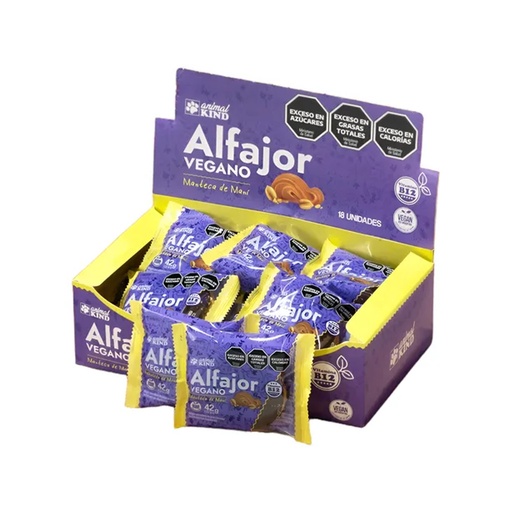[BSAAKV003] Alfajor Vegano manteca de Mani Animal Kind x 42gr x 18u x 4 cajas