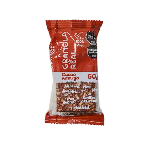[BSBCA60PQ012] Barritas con Cacao Amargo 60grs x 12u - Granola Real