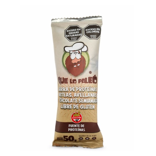 [BSBPACHSQLPCJ012] Barritas de Avellanas y Chocolate Semiamargo x 50grs x 12u - Que lo paleo