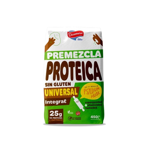 [HAHPRUNIIPPQ45012] Premezcla Universal integral proteica con Psyllium Husk x 450grs x 12u - Dicomere