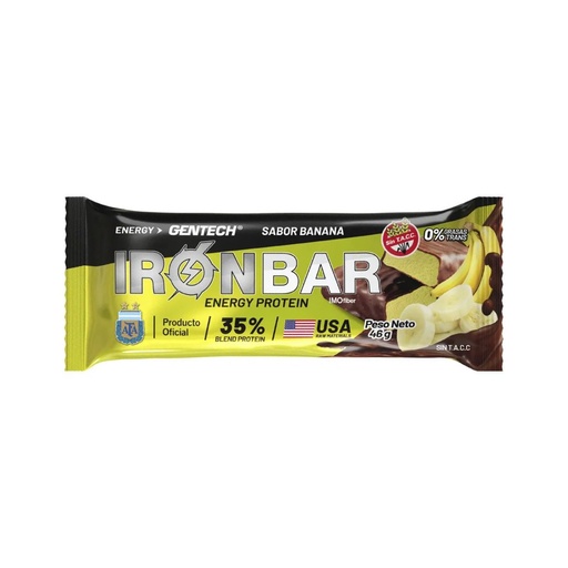 [BSBGIBPBNCJ020] Barritas Proteicas Iron Bar sabor Banana x 46grs x 20u x 1 caja - Gentech
