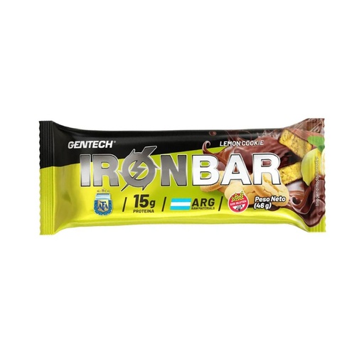 [BSBGIBPLCCJ012] Barritas Proteicas Iron Bar sabor Lemon Cookie x 46grs x 12u x 1 caja - Gentech 