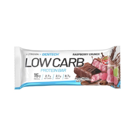 [BSBGPLCRACJ010] Barritas Proteicas Low Carb sabor Rasberry Crunch x 45grs x 10u x 1 caja - Gentech