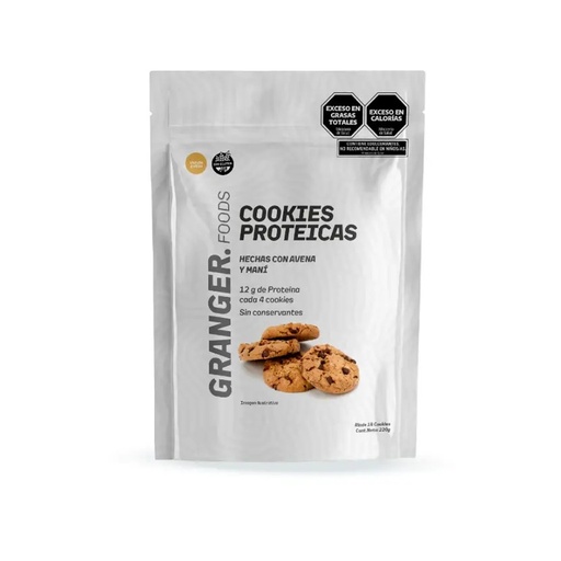 [BSGRCKPCHPQ001] Cookies proteicas de vainilla con chips de Chocolate x 220grs x 1u - Granger